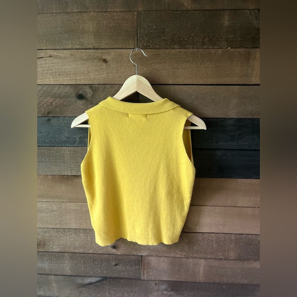 Vintage 90s Maurices Yellow Knit Sweater Vest – Collared Button Top – Size M - Picture 8 of 8